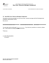 Document preview: DSHS Form 16-201 New Case/Resource Manager Assignment - Washington