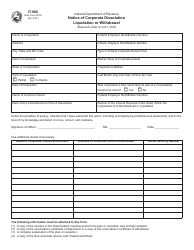 Form IT-966 (State Form 50150) Notice of Corporate Dissolution Liquidation or Withdrawal - Indiana