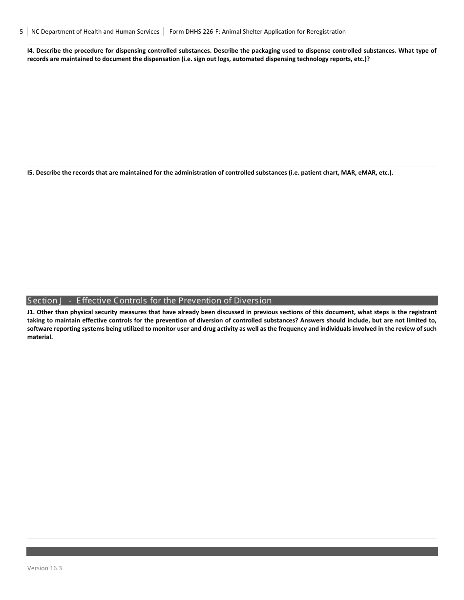 Form DHHS226-F Animal Shelter Application for Renewal - North Carolina, Page 5