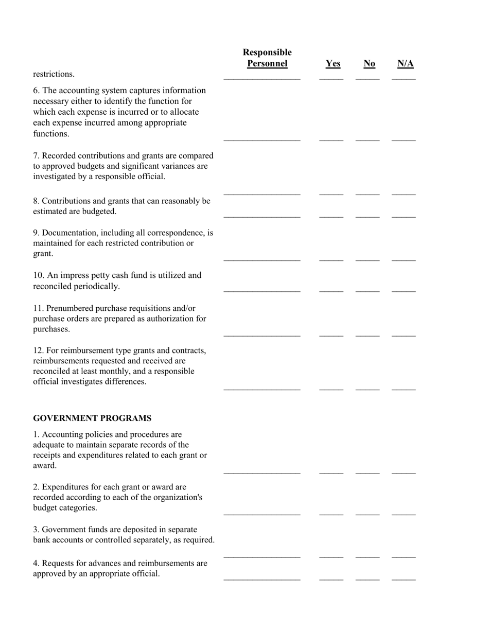 Internal Control Questionnaire - North Carolina, Page 8
