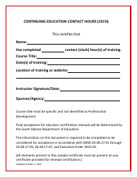 Form RF1 Continuing Education Contact Hour Certificate - South Dakota, Page 2