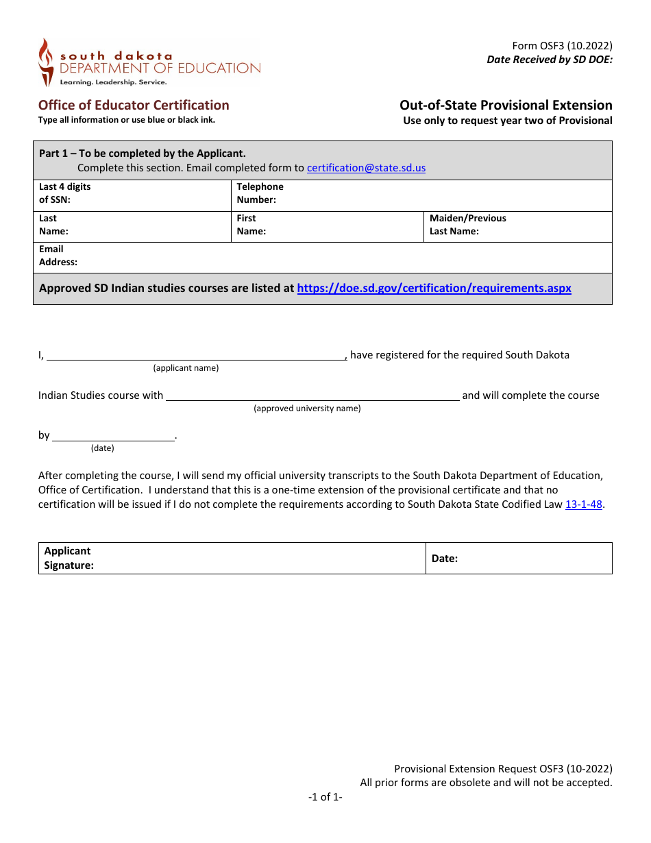 Form Osf3 Fill Out Sign Online And Download Fillable Pdf South Dakota Templateroller 2018