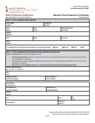 Document preview: Form EPV12 Educator Permit Experience Verification - Performing Artist - South Dakota