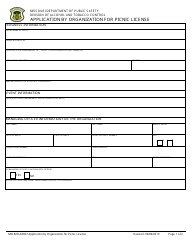 Form MO829-A0027 Application by Organization for Picnic License - Missouri