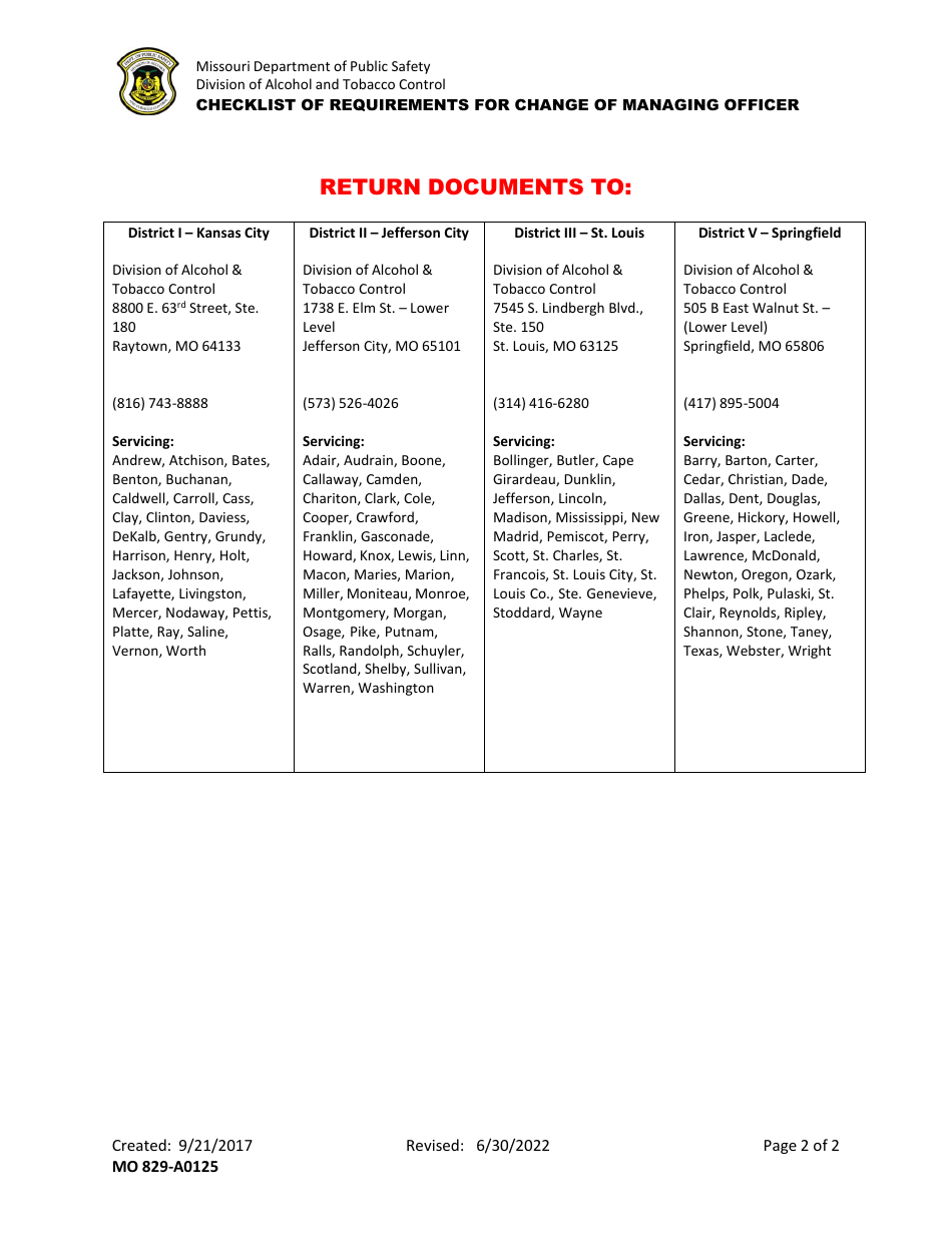 Form MO829-A0013 Application to Change Managing Officer - Missouri, Page 4