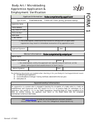 Document preview: Form 1 Body Art/Microblading Apprentice Application & Employment Verification - Nevada