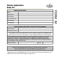 Document preview: Form M Mentor Application - Body Art - Nevada