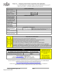Document preview: Body Art - Temporary Permit Event Coordinator (Ec) Application - Nevada