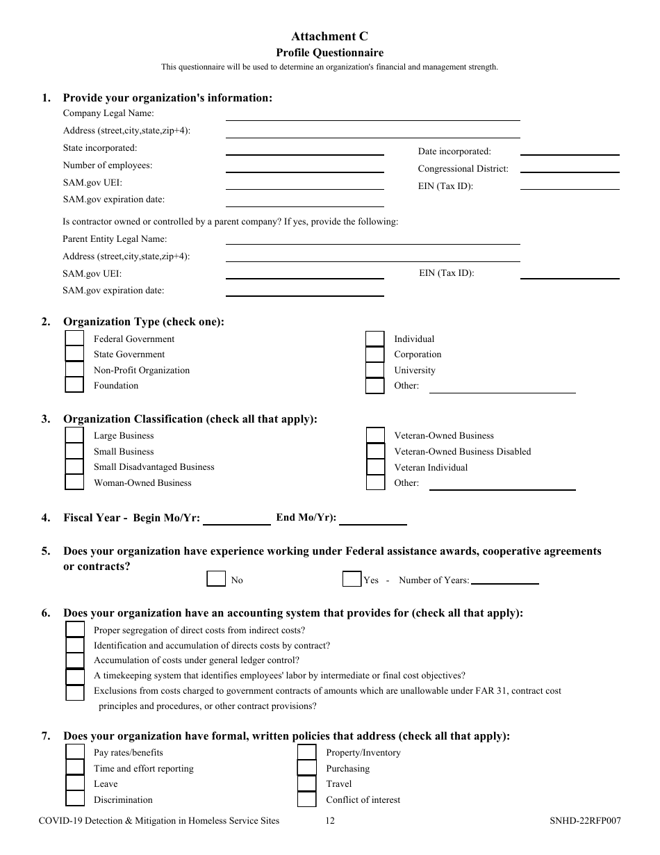 Form SNHD-22RFP007 Request for Proposals for Covid-19 Health Disparity Assessment and Healthcare Equity Models - Nevada, Page 13