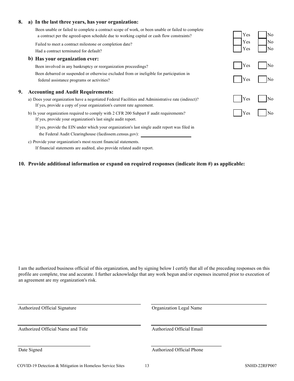 Form SNHD-22RFP007 Request for Proposals for Covid-19 Health Disparity Assessment and Healthcare Equity Models - Nevada, Page 14