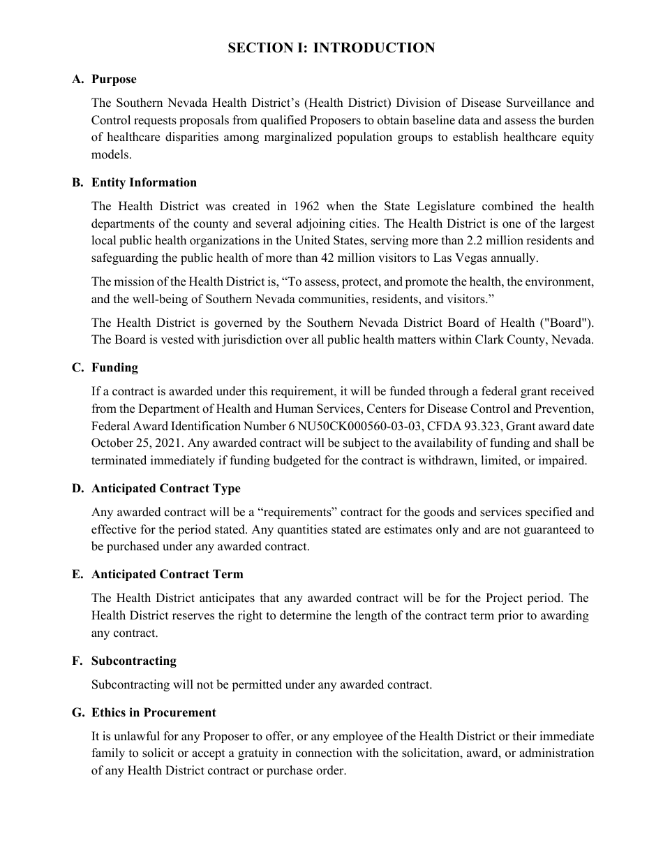 Form SNHD-22RFP007 Request for Proposals for Covid-19 Health Disparity Assessment and Healthcare Equity Models - Nevada, Page 3