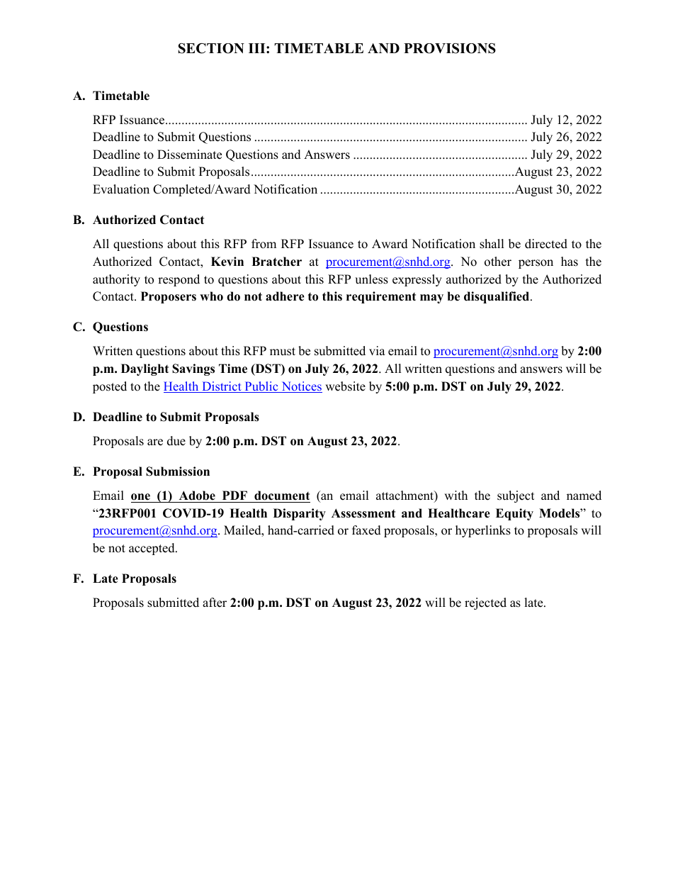 Form SNHD-22RFP007 Request for Proposals for Covid-19 Health Disparity Assessment and Healthcare Equity Models - Nevada, Page 6