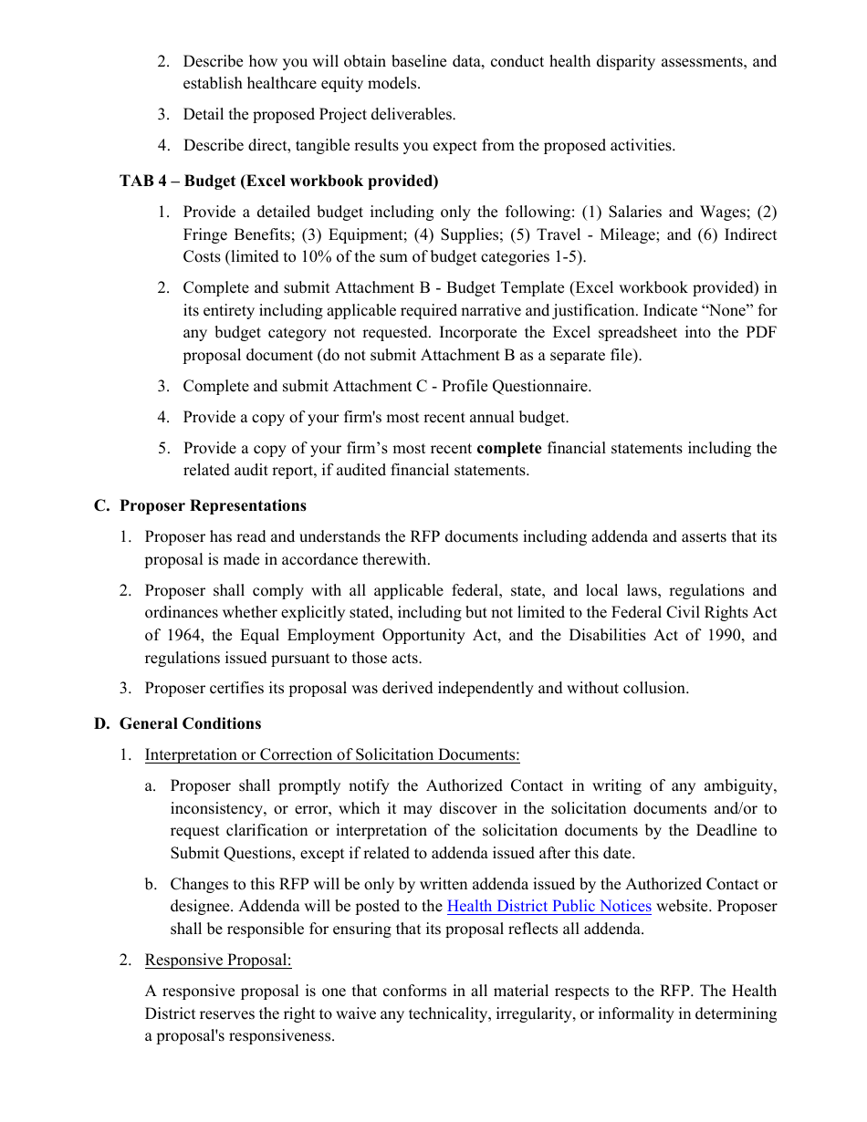Form SNHD-22RFP007 Request for Proposals for Covid-19 Health Disparity Assessment and Healthcare Equity Models - Nevada, Page 8