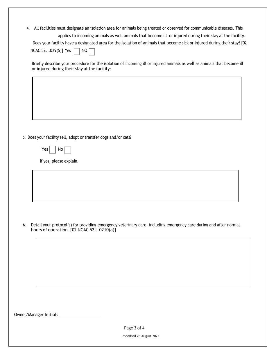 North Carolina Boarding Kennel Application Fill Out, Sign Online and