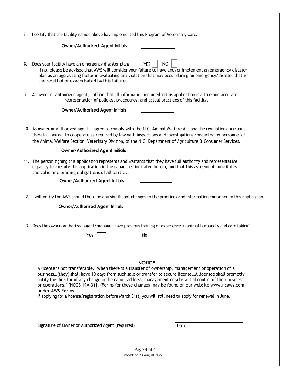 North Carolina Boarding Kennel Application Fill Out, Sign Online and