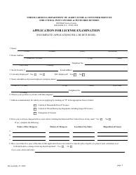 Application for Structural Pest Control License Examination - North Carolina, Page 2