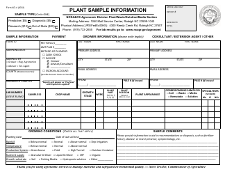 Document preview: Form AD-4 Plant Sample Information - North Carolina