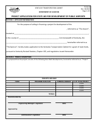 Document preview: Form TC56-58 Project Application for State Aid for Development of Public Airports - Kentucky