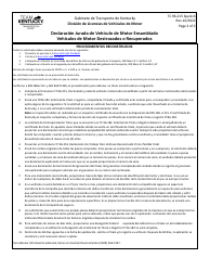 Formulario TC96-215 Declaracion Jurada De Vehiculo De Motor Ensamblado Vehiculos De Motor Destrozados O Recuperados - Kentucky (Spanish), Page 2