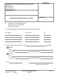 Document preview: Form SUPJV1031 Termination of Parental Rights - Juvenile - County of Santa Cruz, California