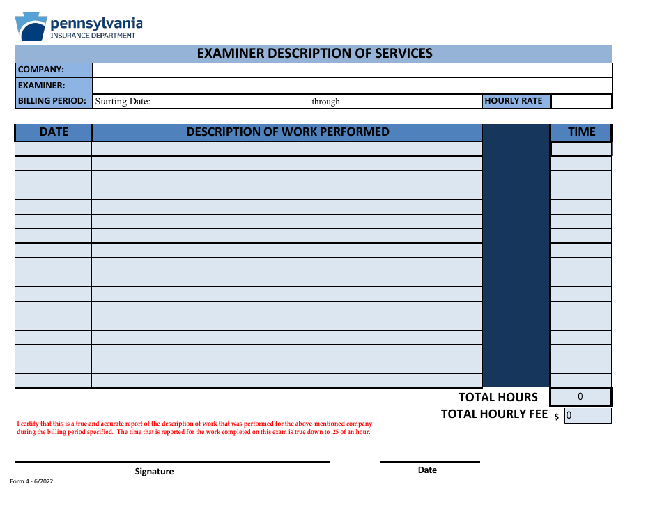 Form 4 - Fill Out, Sign Online and Download Fillable PDF, Pennsylvania ...