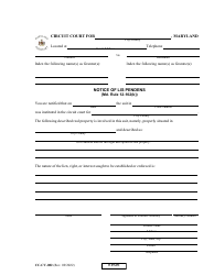 Document preview: Form CC-CV-082 Notice of Lis Pendens - Maryland