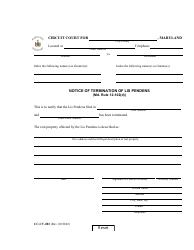 Document preview: Form CC-CV-083 Notice of Termination of Lis Pendens - Maryland