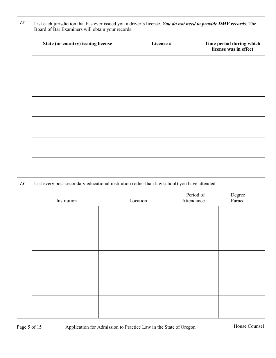 House Counsel Application - Oregon, Page 10