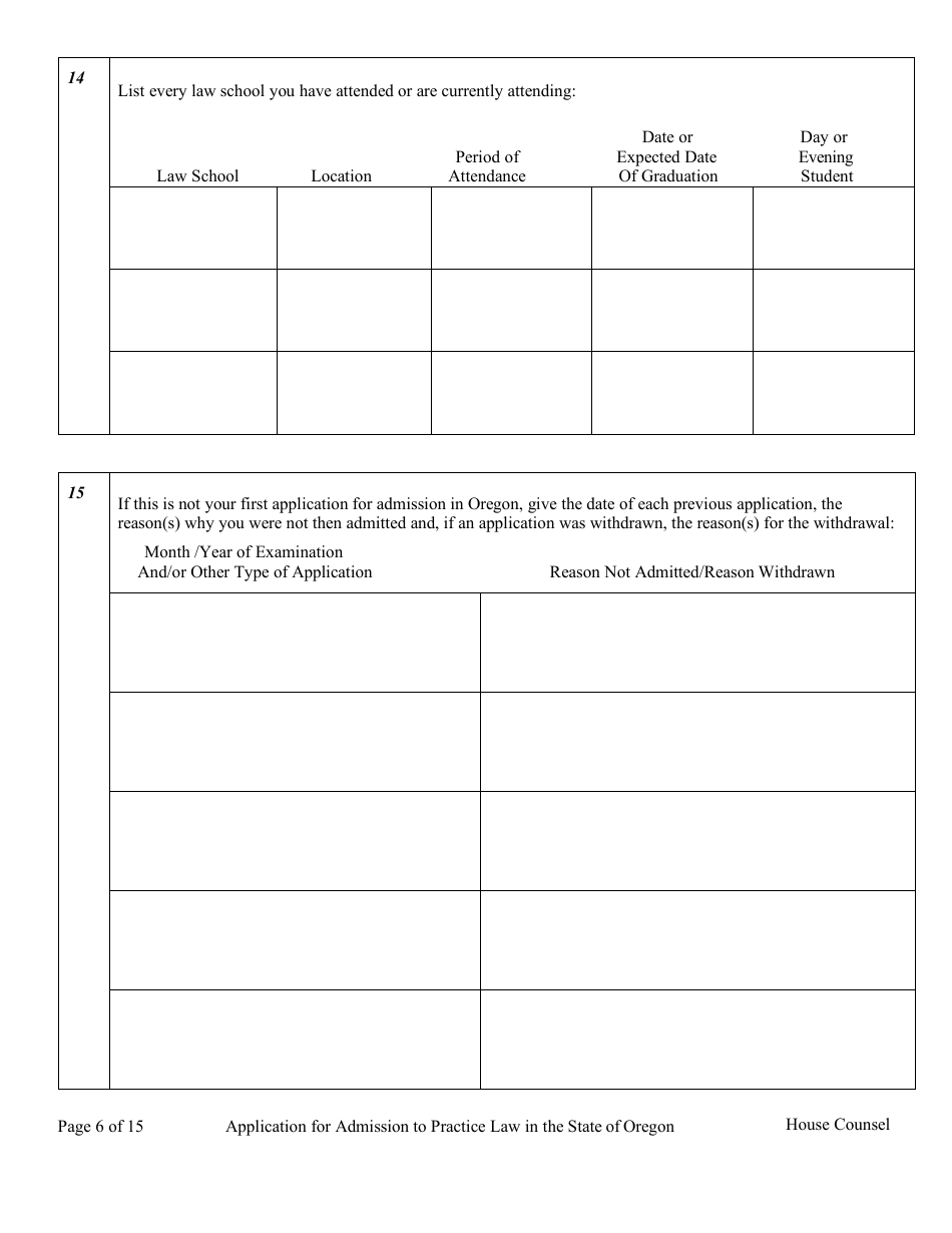 House Counsel Application - Oregon, Page 11