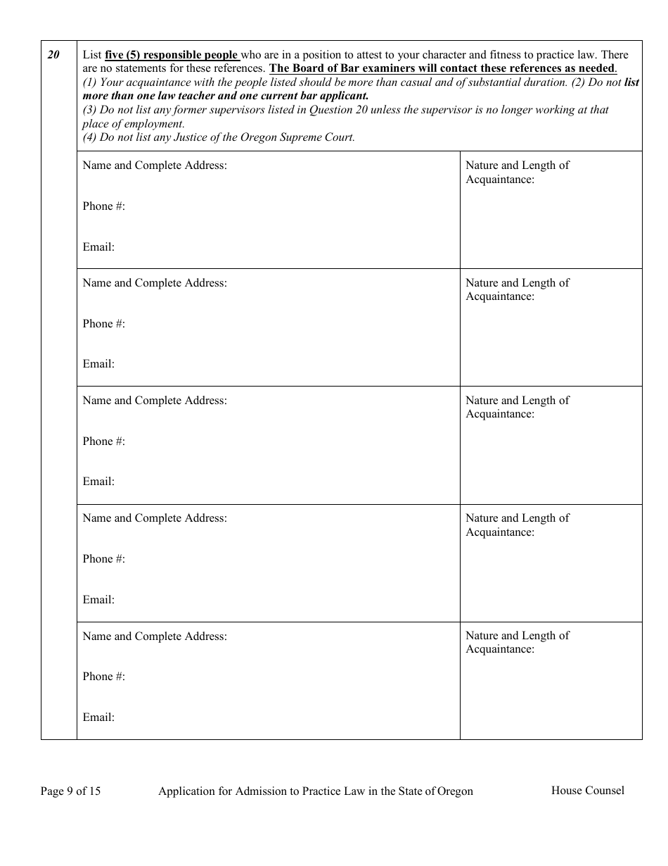 House Counsel Application - Oregon, Page 14