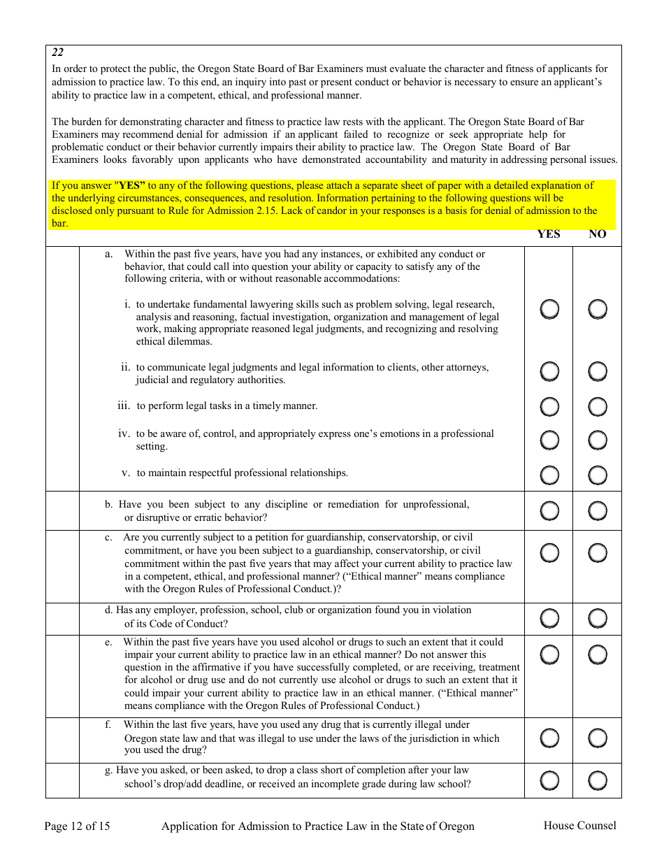 House Counsel Application - Oregon, Page 17