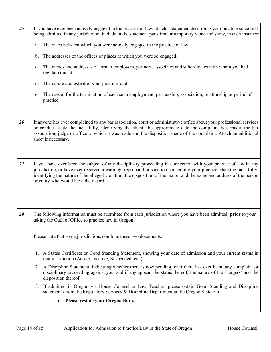House Counsel Application - Oregon, Page 19