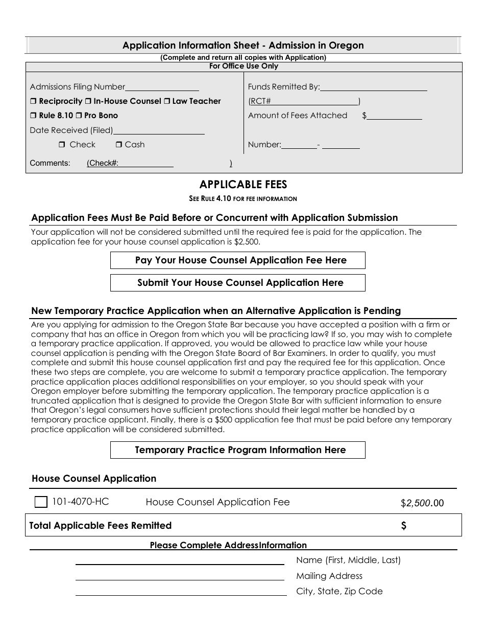 House Counsel Application - Oregon, Page 5