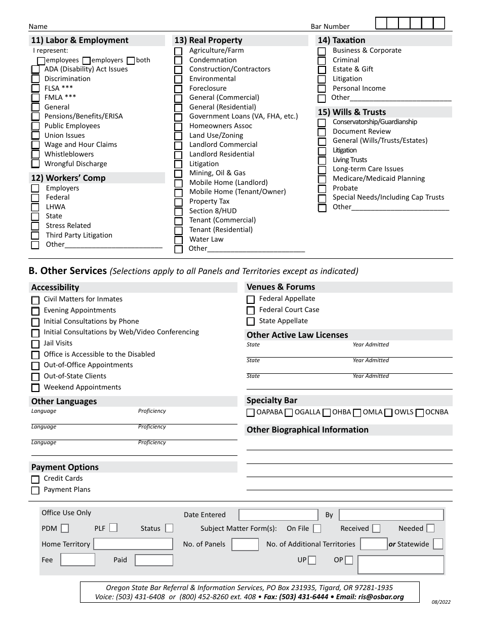 Lawyer Referral Service Registration Form - Oregon, Page 10
