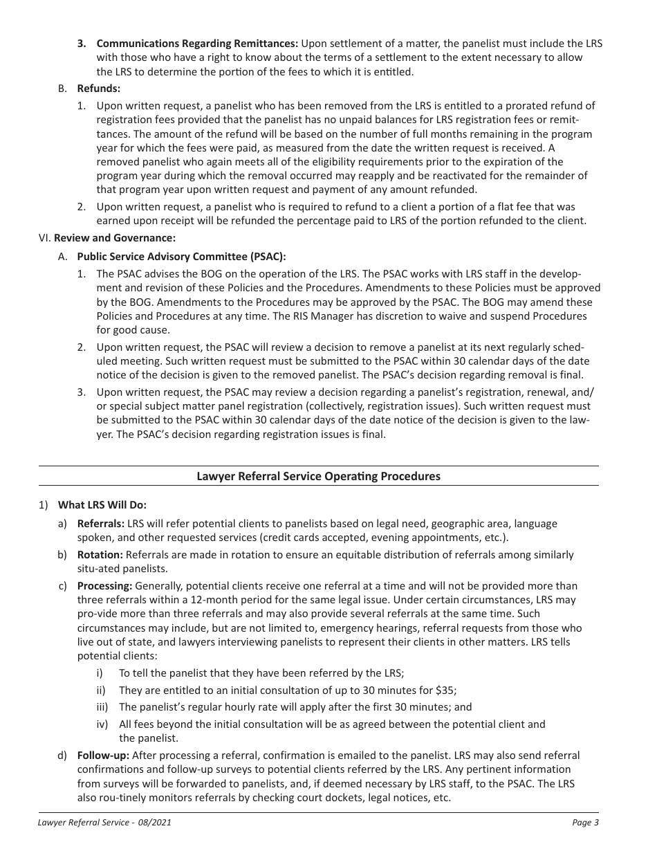 Lawyer Referral Service Registration Form - Oregon, Page 3
