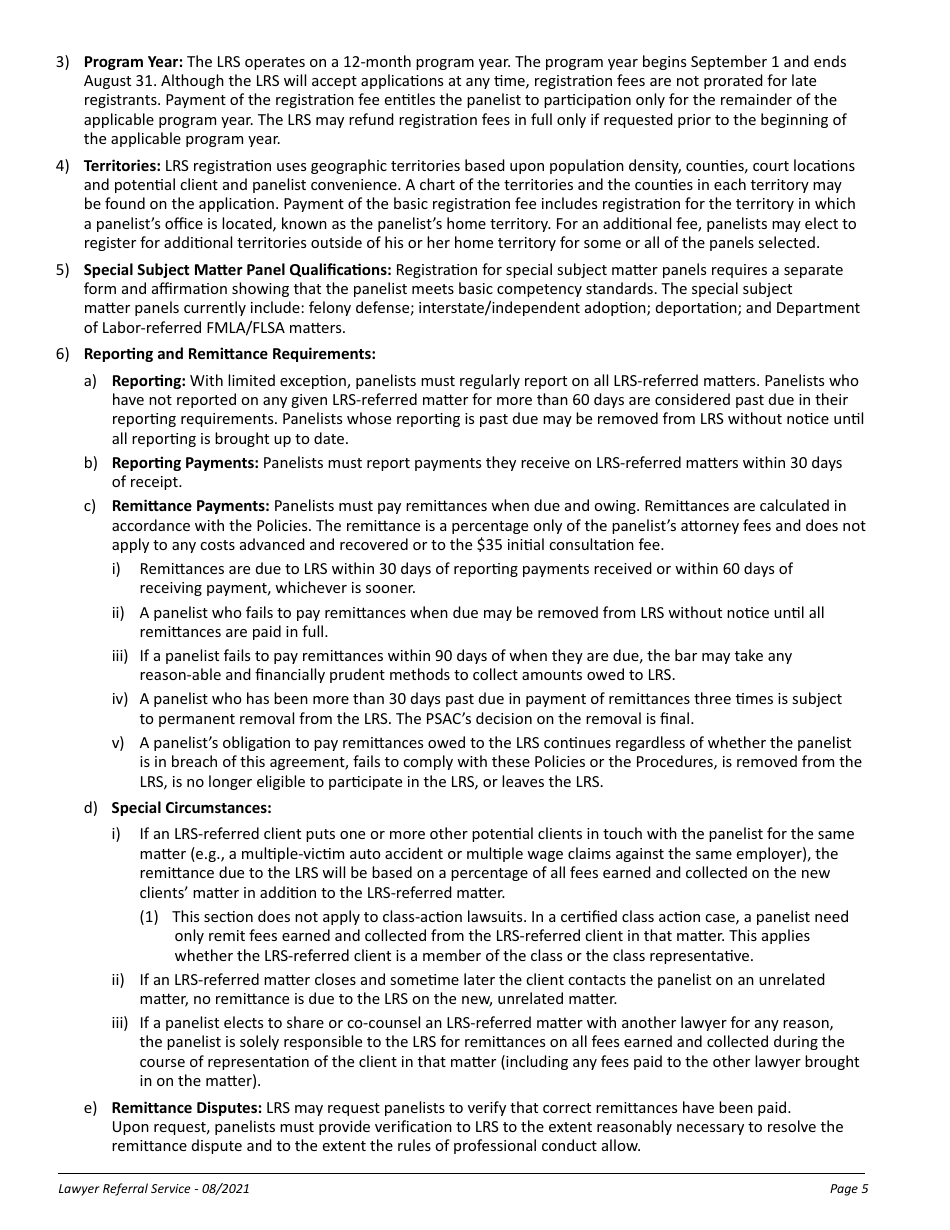 Lawyer Referral Service Registration Form - Oregon, Page 5