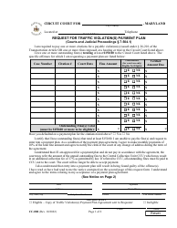 Form CC-088 Request for Traffic Violation(S) Payment Plan - Maryland