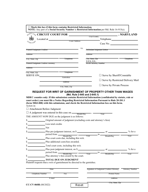 Form CC-CV-060R  Printable Pdf