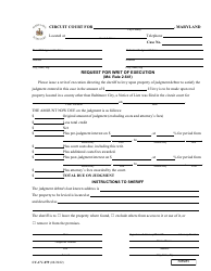 Document preview: Form CC-CV-079 Request for Writ of Execution - Maryland