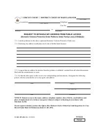Document preview: Form CC-DC-DV-026 Request to Withhold My Address From Public Access (Domestic Violence Protective Order Petitions Under Family Law 4-504(B)(2)) - Maryland
