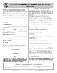 Document preview: Form BA-116 Disabled Persons Motor Vehicle Hunting Permit Application - Idaho