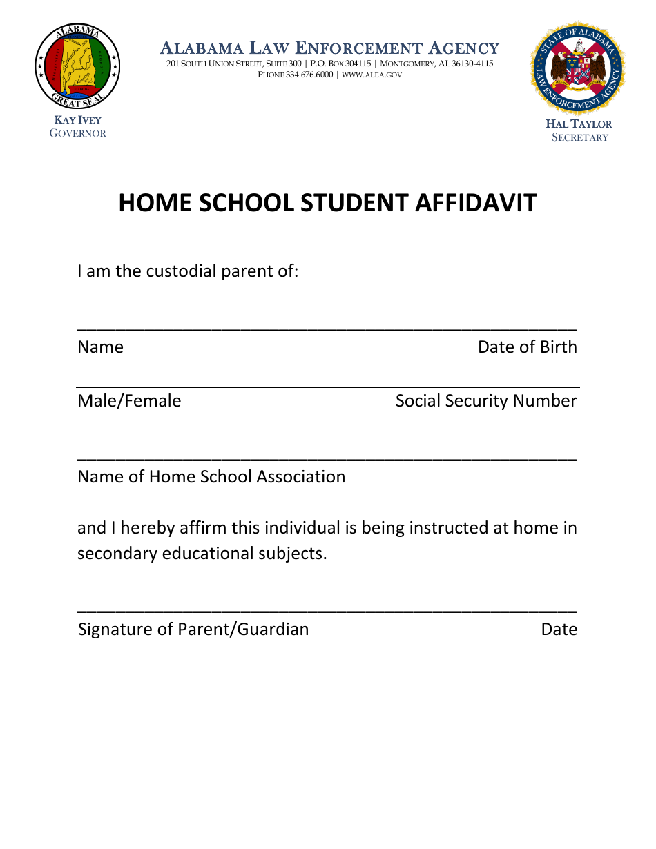 Alabama home school student affidavit fill out sign online and
