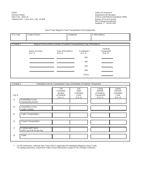 Form ED021 2023 Printable Pdf