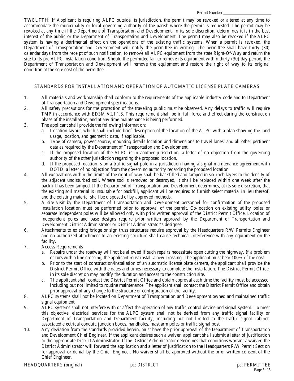 Automatic License Plate Camera Permit - Louisiana, Page 3
