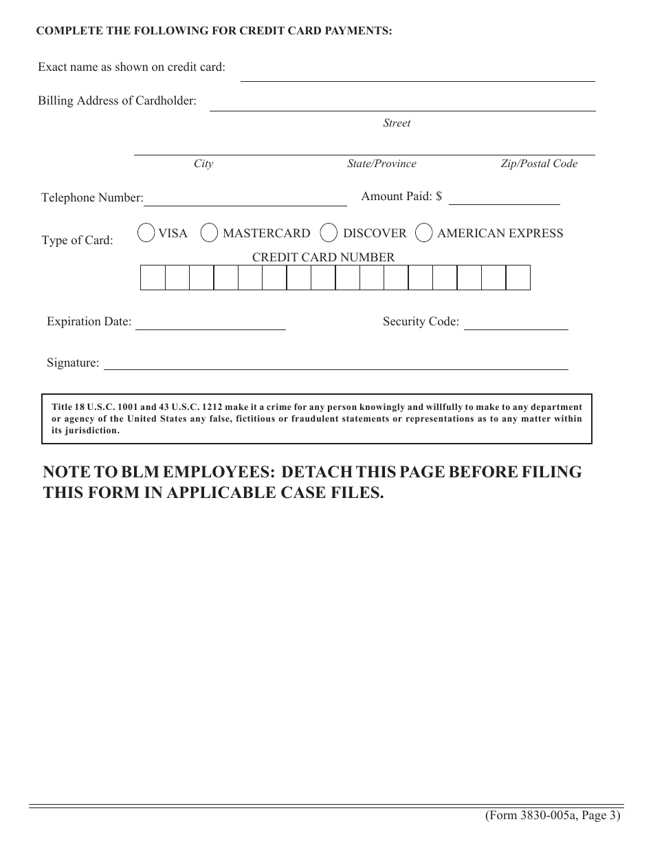 BLM Form 3830-005A Maintenance Fee Payment Form for Placer Mining Claims, Page 3
