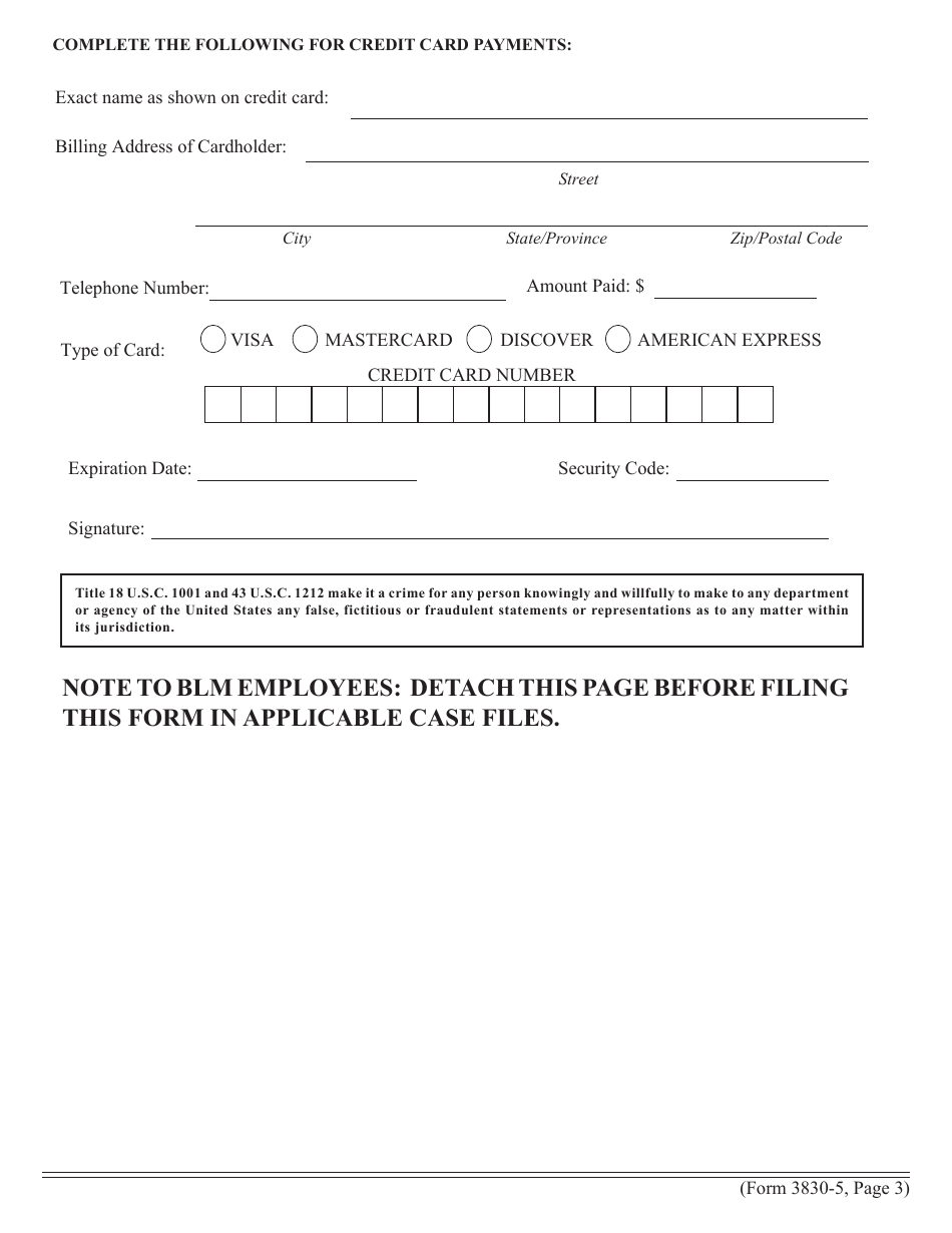 BLM Form 3830-005 Maintenance Fee Payment Form for Lode Claims, Mill Sites, and Tunnel Sites, Page 3