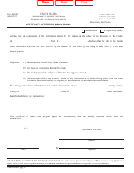 BLM Form 3860-002 Certificate of Title on Mining Claims
