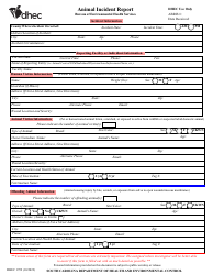 Document preview: DHEC Form 1799 Animal Incident Report - South Carolina
