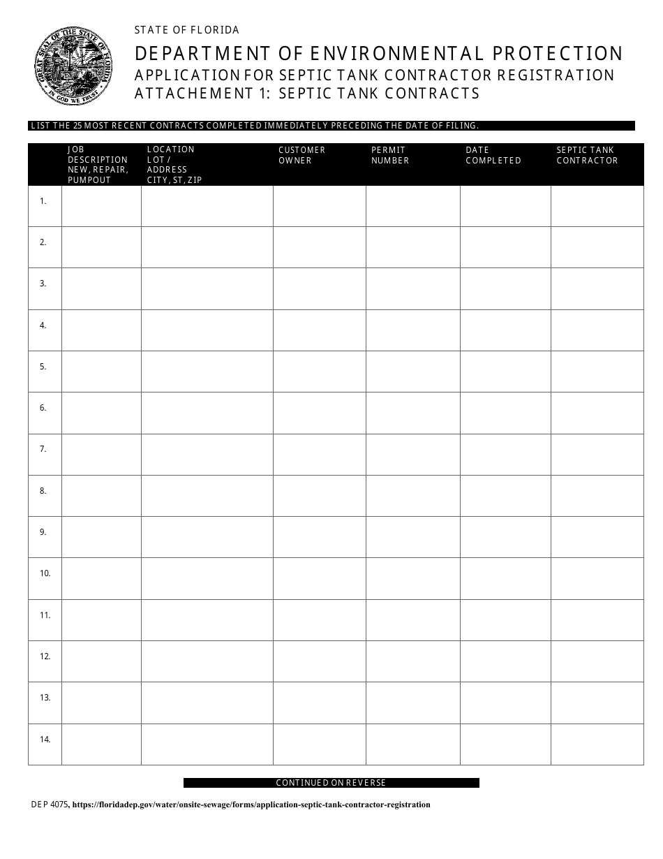 Form DEP4075 Application for Septic Tank Contractor Registration - Florida, Page 3