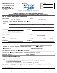 Application for License to Maintain a Junkyard - Missouri